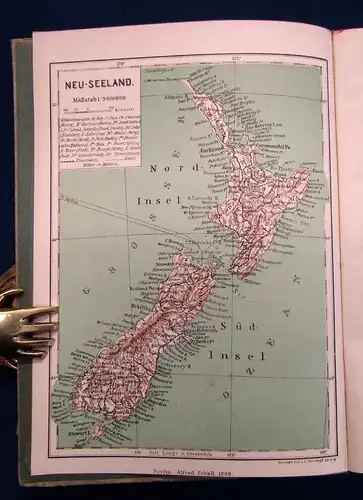 Herz Das heutige Neuseeland Land und Leute 1908 Geographie Führer Guide mb