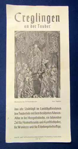 Original Prospekt Creglingen an der Tauber 1937 Ortskunde Geografie Werbung sf