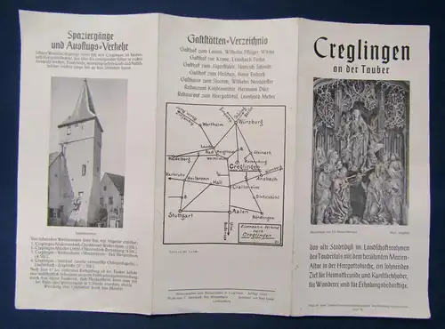 Original Prospekt Creglingen an der Tauber 1937 Ortskunde Geografie Werbung sf