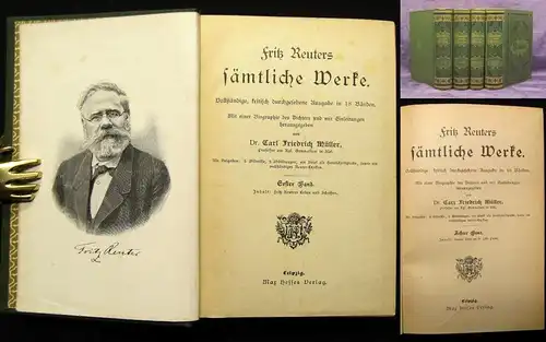 Müller Fritz Reuters sämtliche Werke 18 Bde. in 4 um 1895 5 Bildnisse Lexikon js