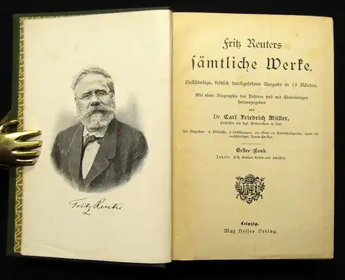 Müller Fritz Reuters sämtliche Werke 18 Bde. in 4 um 1895 5 Bildnisse Lexikon js