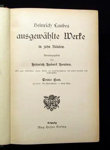 Houben Heinrich Laubes ausgewählte Werke 10 Bde. in 5 um 1895 Lyrik js