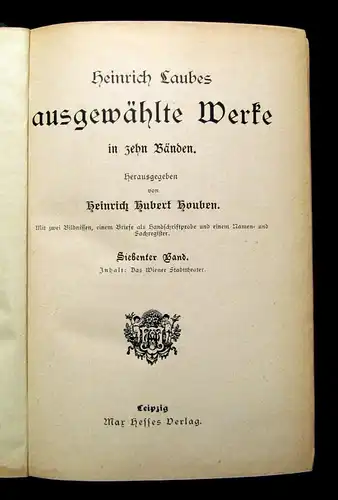 Houben Heinrich Laubes ausgewählte Werke 10 Bde. in 5 um 1895 Lyrik js