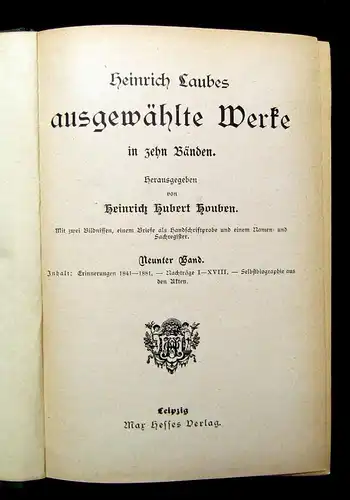 Houben Heinrich Laubes ausgewählte Werke 10 Bde. in 5 um 1895 Lyrik js