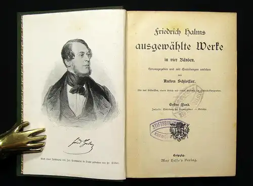 Schlossar Friedrich Halms ausgewählte Werke 4 Teile in 1 Bd. um 1895 js