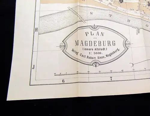 Plan von Magdeburg nach den neuesten Aufnahmen um 1890 Orts-/Landeskunde am