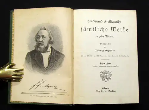 Schröder Ferdinand Freiligraths sämtliche Werke 6 Bde. in 2 um 1895 Lyrik js