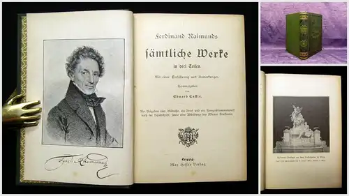 Catle Ferdinand Raimunds sämtliche werke 3 Teile in 1 Band um 1895 Lyrik js