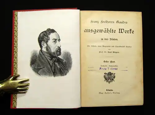 Siegen Franz Freiherrn Gaudys ausgewählte Werke 3 Teile in 1 Band um 1895 js