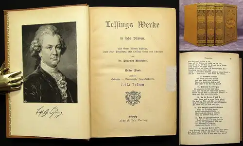 Matthias Lessing Werke 6 Bde. in 2 Büchern um 1895 Lyrik Belletristik js