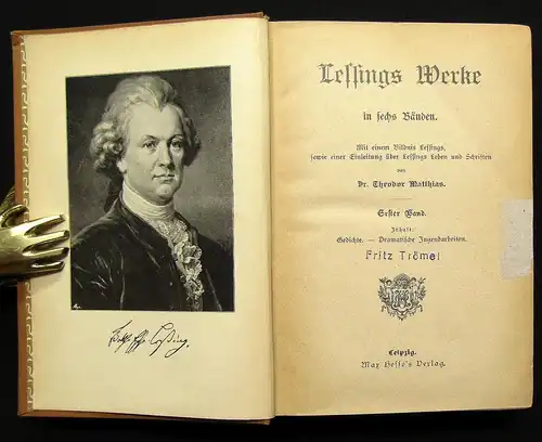Matthias Lessing Werke 6 Bde. in 2 Büchern um 1895 Lyrik Belletristik js