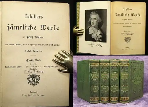 Karpeles Schillers sämtliche Werke 12 Bde. in 4 um 1895 Klassiker Biographie