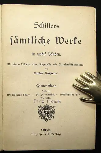 Karpeles Schillers sämtliche Werke 12 Bde. in 4 um 1895 Klassiker Biographie