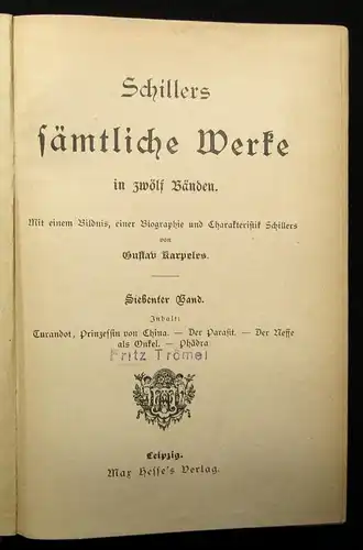 Karpeles Schillers sämtliche Werke 12 Bde. in 4 um 1895 Klassiker Biographie