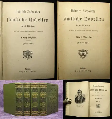 Vögtlin Heinrich Zschokkes sämtliche Novellen 12 Bde. in 4 um 1895 Bildnis js