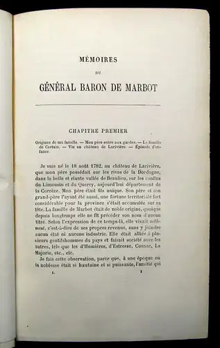 Memoires Du General Bon De Marbot 3 Bde. um 1890 Kopfgoldschnitt dekorativ js