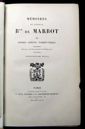 Memoires Du General Bon De Marbot 3 Bde. um 1890 Kopfgoldschnitt dekorativ js