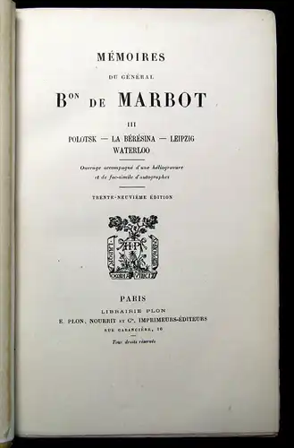 Memoires Du General Bon De Marbot 3 Bde. um 1890 Kopfgoldschnitt dekorativ js