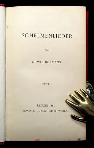 Bormann Schelmenlieder 1888 Selten Belletristik Literatur Lyrik mb