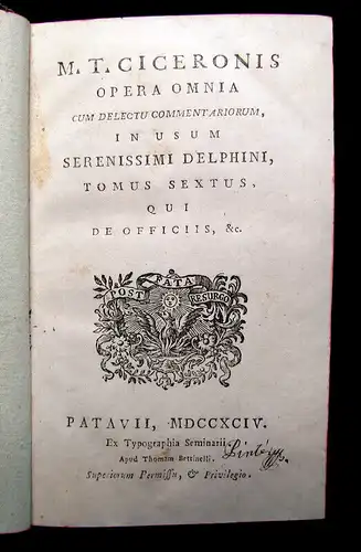 Ciceronis Opera Omnia 1794 6. Bd. apart Latein Delphine Naturwissenschaften mb