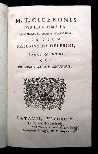 Ciceronis Opera Omnia 1794 5. Bd. apart Latein Delphine Naturwissenschaften mb