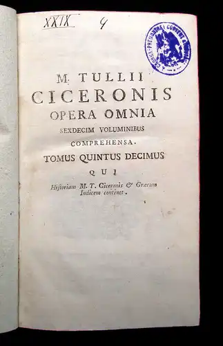 Ciceronis Opera Omnia 1794 15. Bd. apart Latein Delphine Naturwissenschaften mb