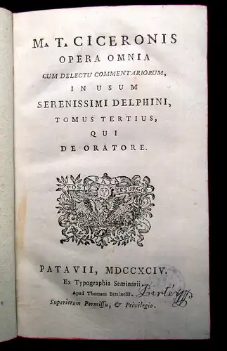 Ciceronis Opera Omnia 1794 3. Bd. apart Latein Delphine Naturwissenschaften mb