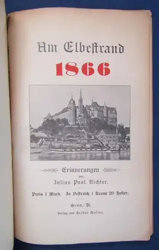 Richter Am Elbestrand 1866 Erinnerungen Ortskunde Landeskunde Reise 1906 js