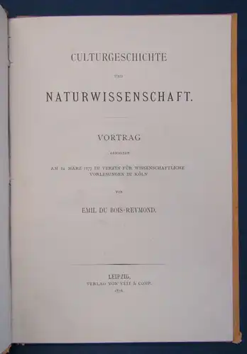 Reymond Culturgeschichte und Naturwissenschaft 1878 Vortrag 24.März 1877 js