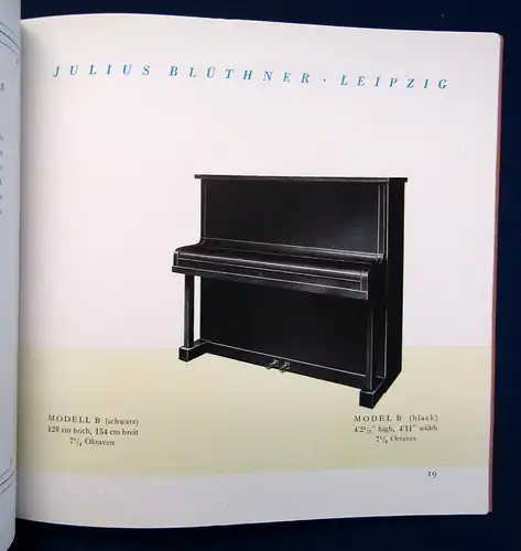 Blüthner Katalog der Julius Blüthner Pianofortefabrik 1943 Leipzig Klavierbau sf