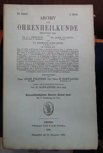 Politzer/Schwartze Archiv für Ohrenheilkunde 58 Bände um 1900 Medizin Wissen sf