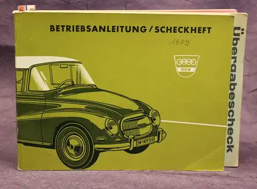 Betriebsanleitung/ Scheckheft Auto Union 1000 Coupe, Coupe S, Limousine 1959 js