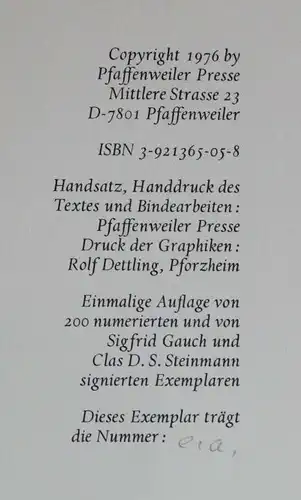 Gauch Mitt-Teilungen & andere Nichtmöglichkeiten 1976 Pfaffenweiler-Presse sf