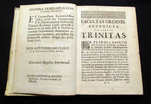 Caeremoniale PP. Discalceatorum Ordinis SS. Trinitatis Redemptionis, 1728...am