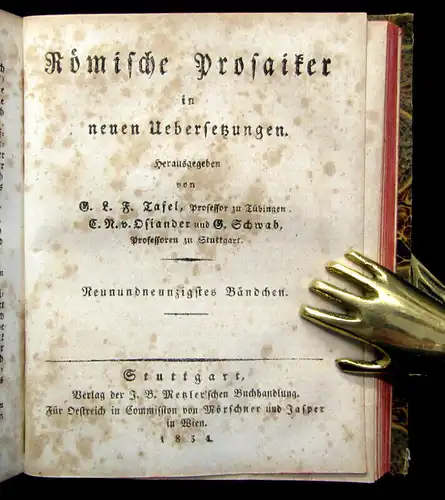 Tafel, Osiander, Schwab Römische Prosaiker 1834 3 in 1 Geschichte Gesellschaft m