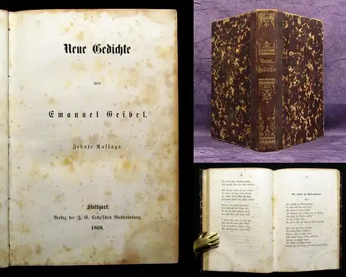 Geibel Gedichte-Neue Gedichte 1868 10.Auflage Belletristik Literatur Lyrik mb