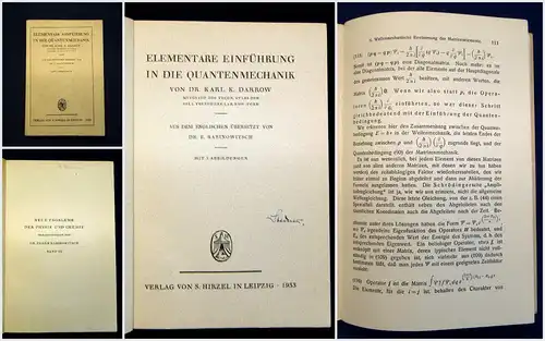 Darrow Elementare Einführung in die Quantenmechanik 1933 Mechanik Physik mb