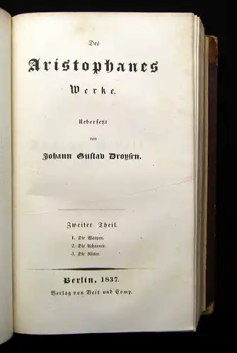 Aristophanes Droysen Des Aristophanes Werke 1835 Belletristik Literatur mb