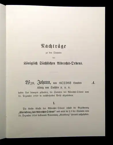 Statuten des königlich sächsischen Albrechts-Ordens vom 31. Dezember 1850 mb