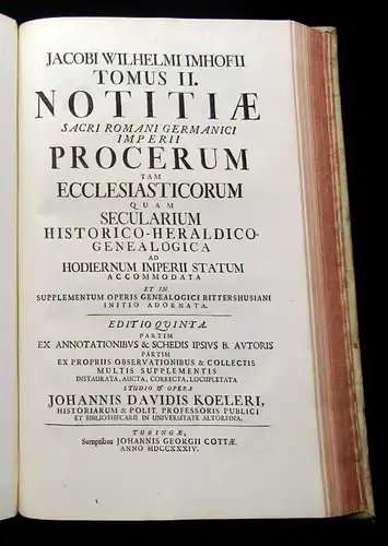 Imhof, Jacob Wilhelm 1732 Jacobi Wilhelmi Imhofi Notitia Sacri Romani Germanici