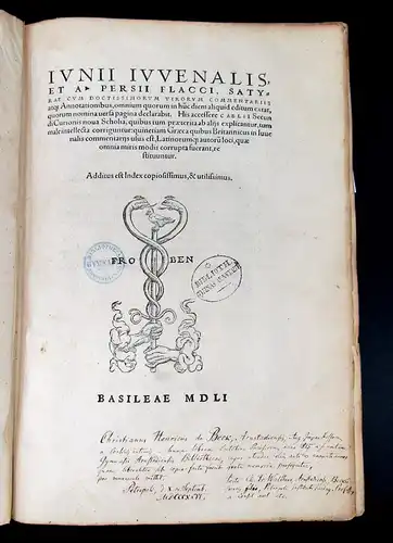 IUVENALIS; PERSIUS 1551 Junii Juvenalis et a Persii Flacci Satyrae cum...am