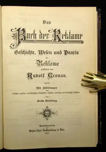 Cronau Das Buch der Reklame 5 Teile in 1, 1887 Geschichte Praxis Wesen js