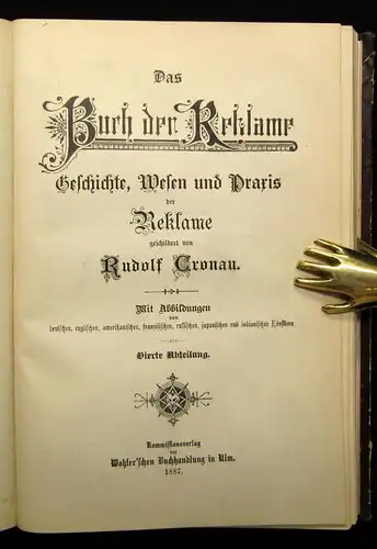 Cronau Das Buch der Reklame 5 Teile in 1, 1887 Geschichte Praxis Wesen js