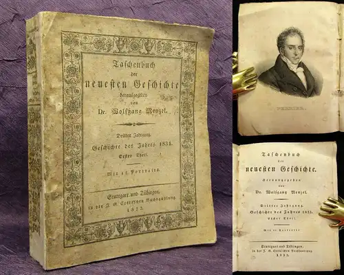 Menzel Taschenbuch der neuesten Geschichte Teil 1 Jhg. 3 Mit 12 Porträts 1832 js