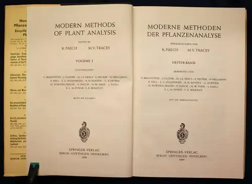 Paech/ Tracey Moderne Methoden der Pflanzenanalyse 7 Bde 1956 Botanik Selten sf