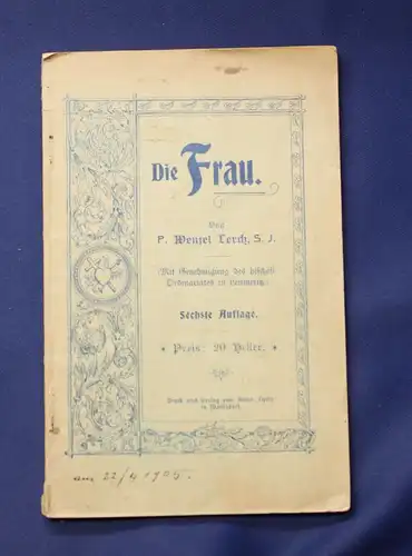 P. Wenzel  Die Frau um 1900 Christentum Kirche Katholisch Christlich Gebet  js