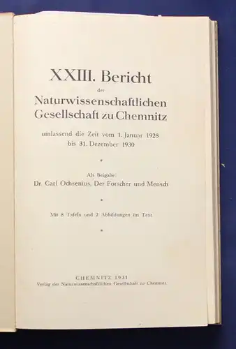 XXIII: Bericht der Naturwissenschaftlichen Gesellschaft zu Chemnitz 1931 js