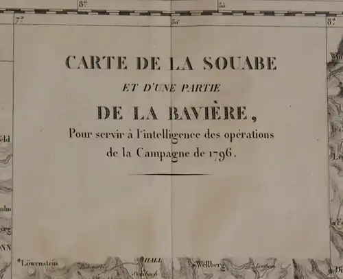 Orig. Stahlstichkarte "Carte de la Souabe et d'une Partie de la Baviere" sf