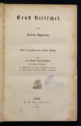 Oppermann "Ernst Rietschel" 1873 Geschichte Pulsnitz Sachsen Saxonica sf