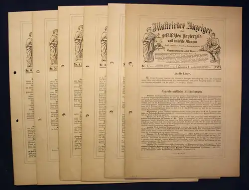 Henze Illustrierter Anzeiger über gefälschtes Papiergeld 6 Hefte 9. Jhg 1873 sf